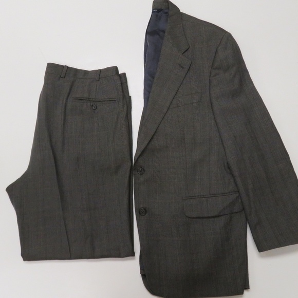 Brooks Brothers Wool Suit 42L Jacket 37 x 29 Pants Gray 2 Piece Mens Business - Picture 1 of 8